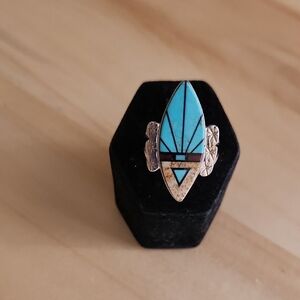 Turquoise Geometric Silver Ring
